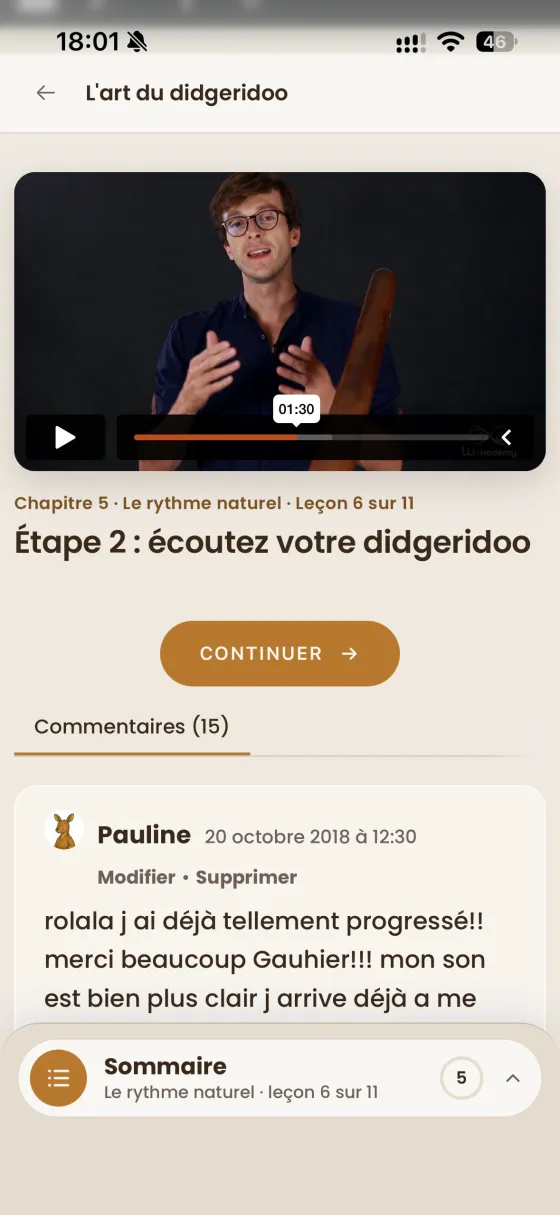 La même leçon sur iPhone