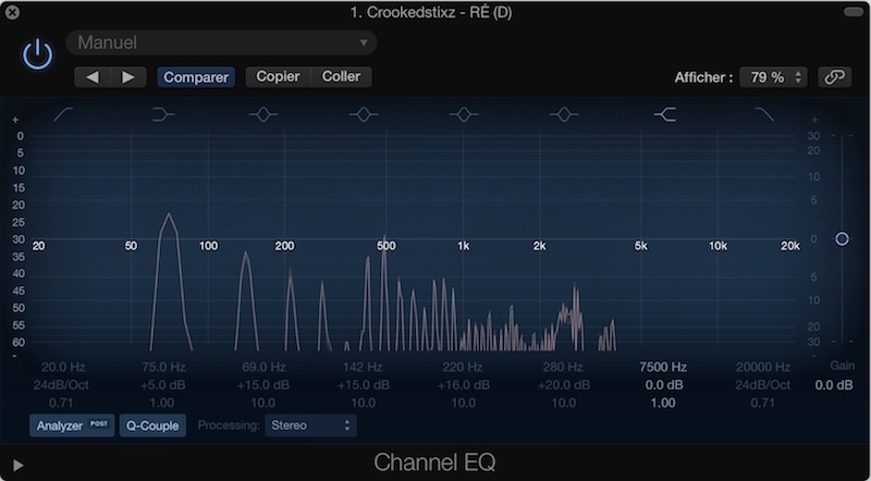 équaliseur d'un séquenceur audio