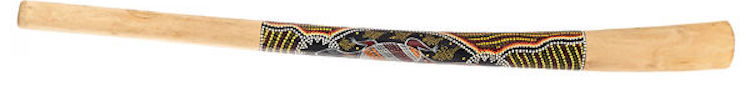 Teck didgeridoo with painting dug by a drill