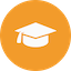 icône orange avec un chapeau d'université