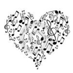 Heart made of musical notes 