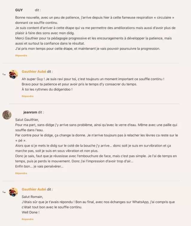 Questions et réponses sous une vidéo de cours